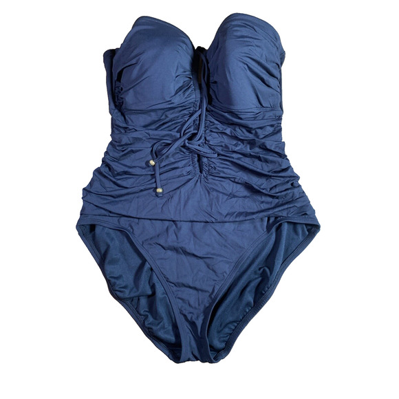 Bleu Rod Beattie Women's Black All Tied Up Bandeau One Piece Swimsuit size 14 - Picture 2 of 5